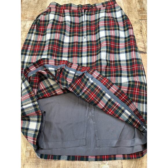 VTG Woolmark 100% Pure Wool Red Plaid Long Skirt W/slit lWomen's Sz 4-6 Winter - Picture 8 of 9